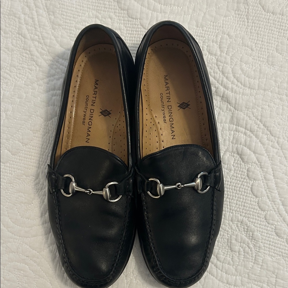 Martin Dingman Black Leather Slip-On Loafers